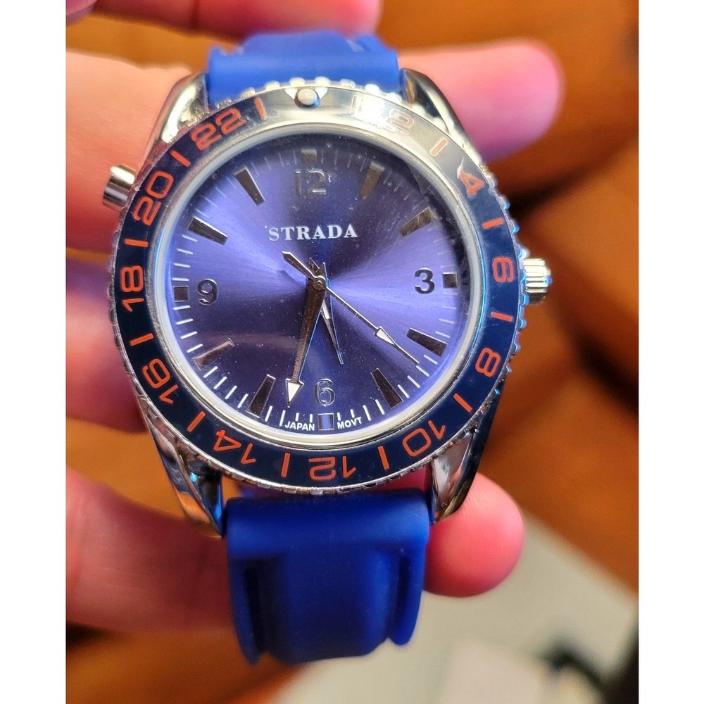Women's‎ Blue Purple Gold Tone Analog Quartz Wristwatch Water Resistant
